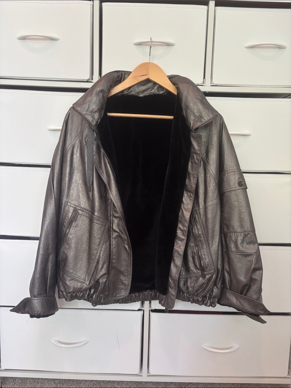 Brunello Cucinelli Metallic Leather Bomber Jacket